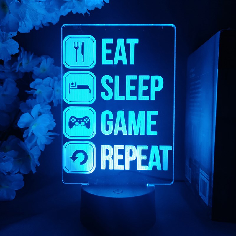 创意游戏桌面装饰灯电竞房间床头RGB霓虹七彩氛围摆件立牌小夜灯