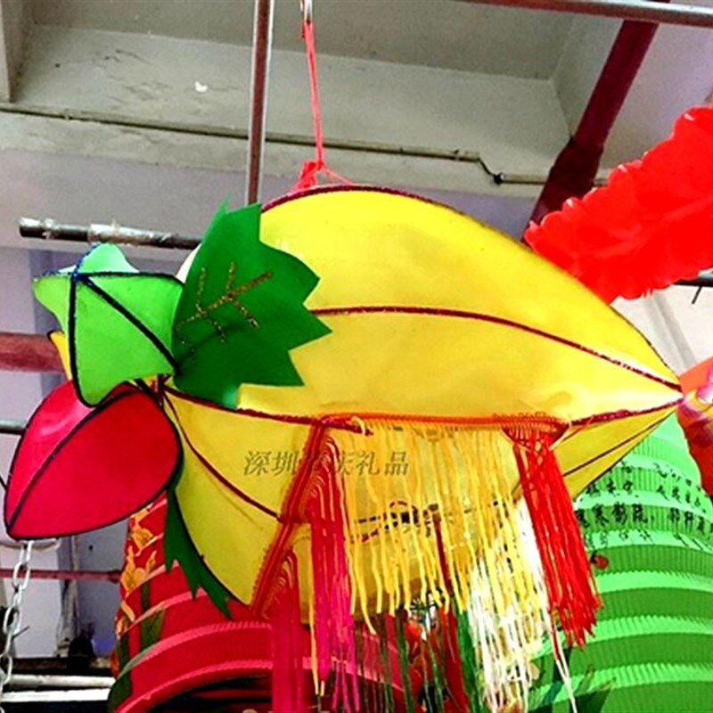 中秋节传统手工艺灯笼铁艺杨桃灯笼弹力绸布室内装饰水果布多彩新