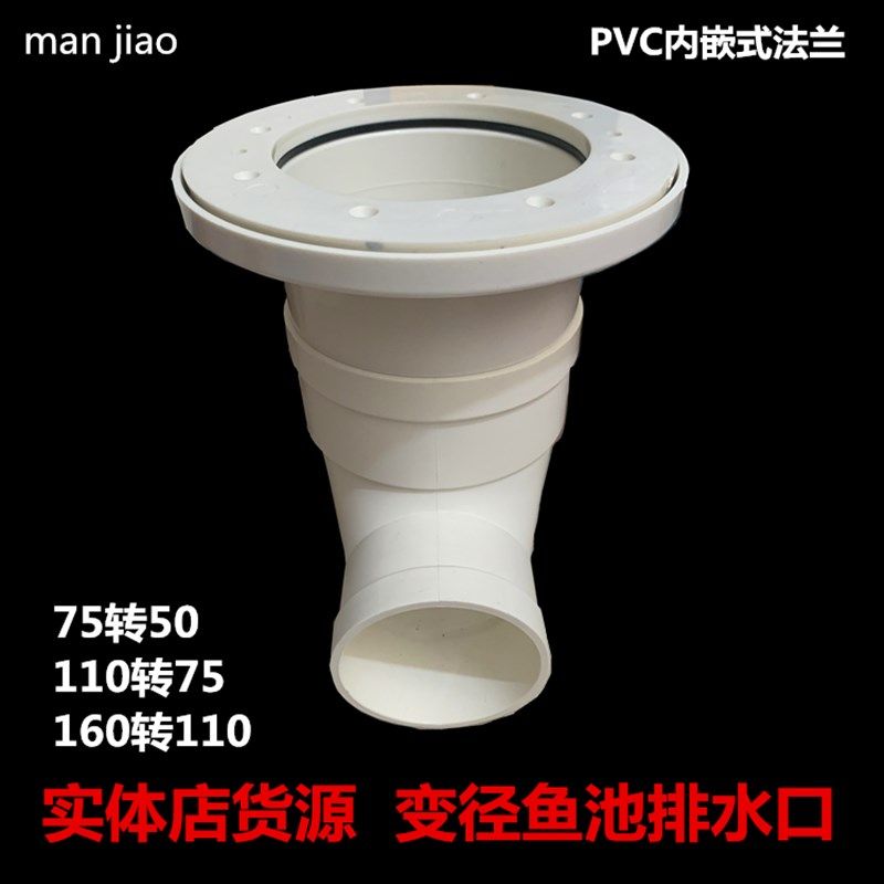 养殖桶鱼缸排水口接头帆布鱼池异径PVC法兰弯头口径转换套装配件