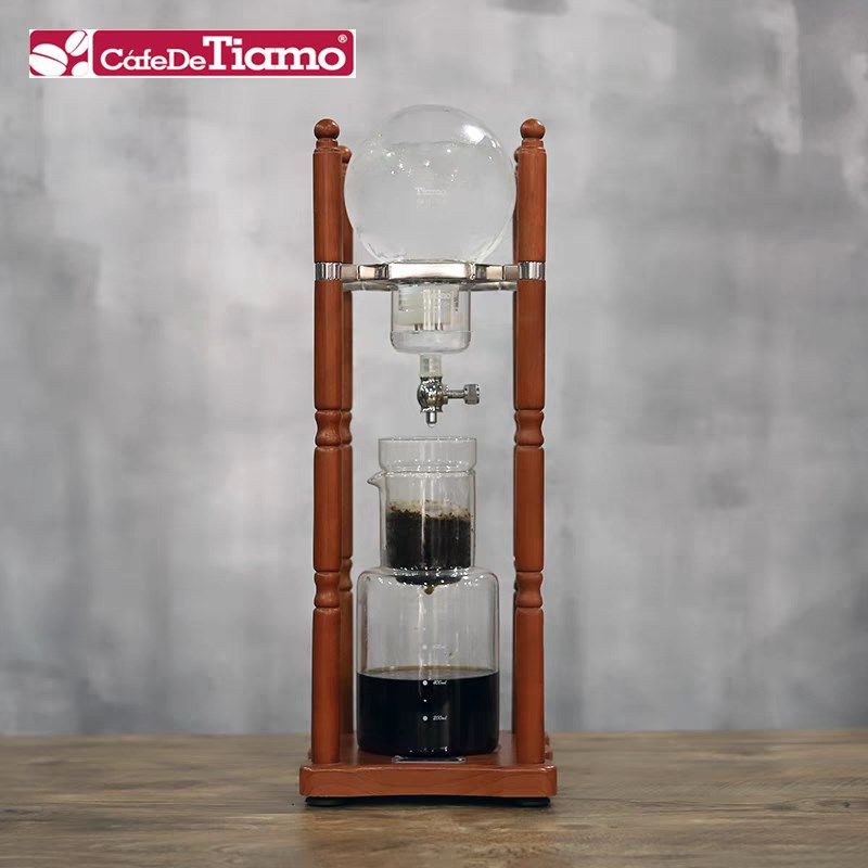Tiamo冰滴咖啡壶 冰酿冰萃咖啡壶复古原木架10人份商用家用冷萃茶