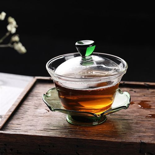 玻璃盖碗 耐热高硼硅玻璃功夫茶具套装手抓敬茶泡茶盖碗 透明茶杯