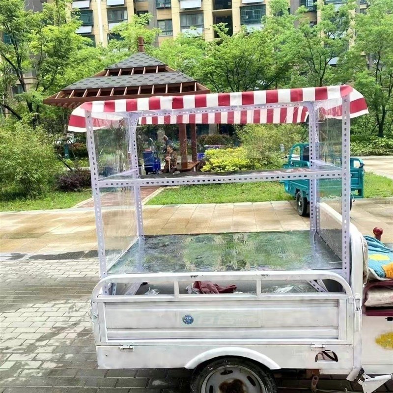三轮车摆摊遮雨棚电动三轮车改装摆摊小吃架子夜市炸串烧烤饭团凉