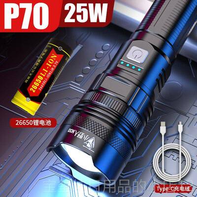 高档小野人30强应超亮远射手电筒MTYPE-C充锂光电P50芯变焦防水急