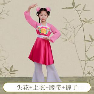 高档六一黄梅戏演出服儿服对新款古装书童丫环成人打花猪草童戏表