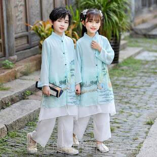 高档汉代男少女表演服装,中国风装,中国古风古风长袍,旗袍古筝