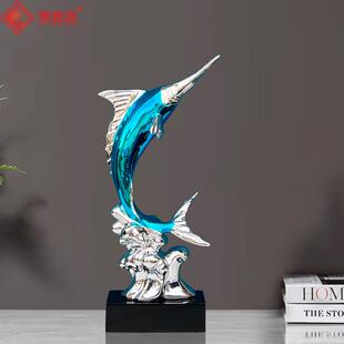 新中式刺身装饰高档剑鱼摆件海鲜姿造摆盘装饰品酒店背景高端摆件