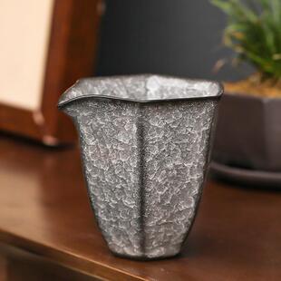 青瓷黑冰茶具公道杯茶杯茶漏手工复古铁胎冰裂纹陶瓷遇水化冰茶具