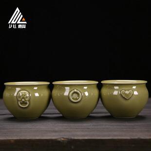 兆麟中式古龙窑茶杯复古茶具品茗杯主人杯单杯陶瓷手工茶盏大号