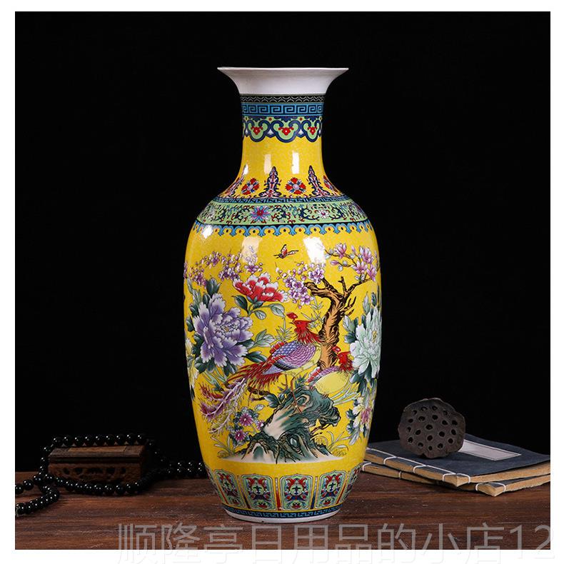 高档正品景德陶镇珐琅彩花瓶瓷器厅装饰工艺仿办公室家客具摆件古