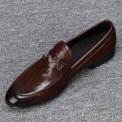 高档真皮男0鞋225新软底男商务休闲 鞋秋款季黑色爸爸皮鞋男款真