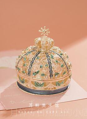 高档A0224皇新年红玫瑰冠珐琅戒指对结戒求婚过年首饰盒收纳婚礼