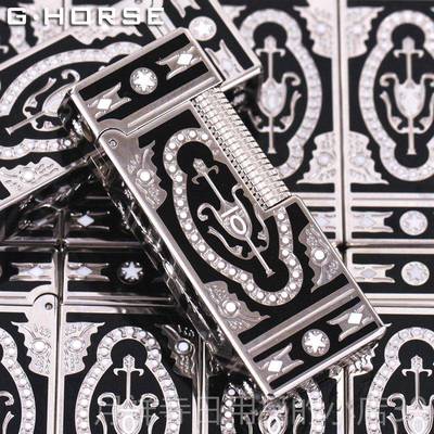 高档GHORSE国窄版充商气纯打火机男女士法超薄防风创意黄铜务精品