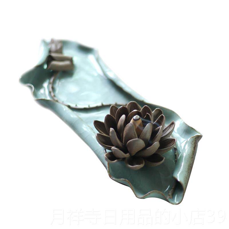 高档纯手工莲花盘荷花线香托插倒流香三孔大号香香座家禅意香用香