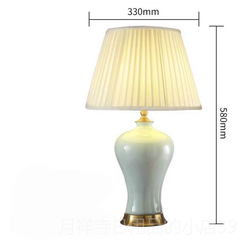 高档美式陶瓷灯卧台室头灯家用温馨全铜厅欧式床头柜婚床房客房间