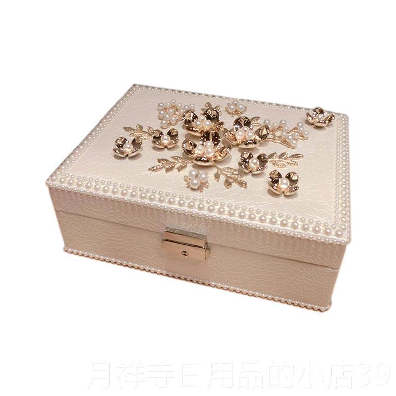 高档新品首盒公主欧式韩国宫廷饰珍木珠带锁质简爱约可饰品收纳盒