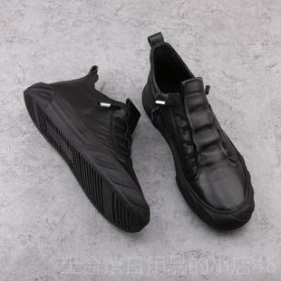 春男秋季 子拉链耳板鞋 小朵潮鞋 真皮乐福鞋 休 23皮新款 高档网红男鞋