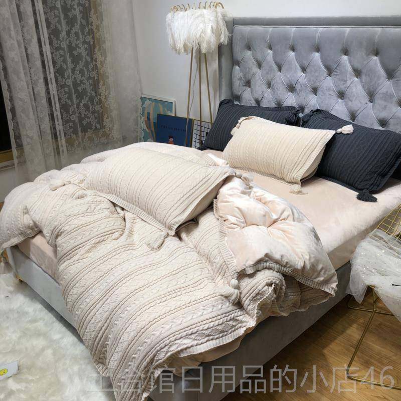 高档毛线针织公主风件保?暖四套绒冬加厚双面绒珊瑚被套床单床季,床上用品,床品套件/四件套/多件套,淘宝优惠券,粉丝福利购,淘宝优惠卷