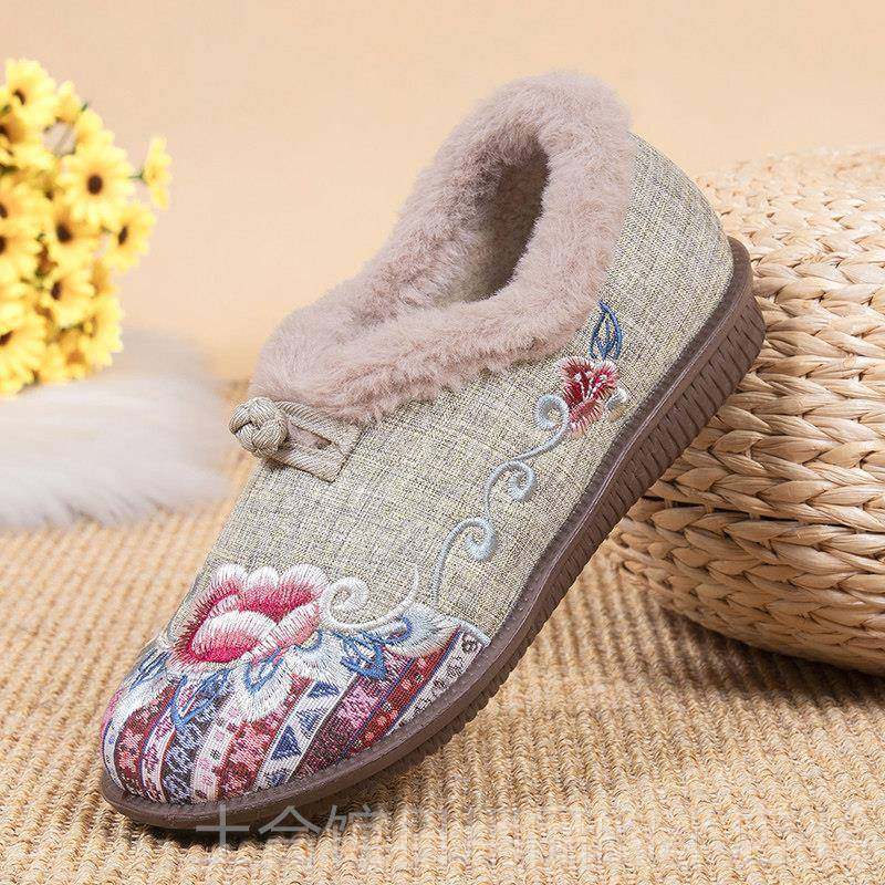高档2025新款民族绣花鞋老老年人北京棉鞋女加绒加妈厚保暖防风滑,女鞋,绣花鞋,淘宝优惠券,粉丝福利购,淘宝优惠卷
