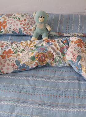 正品季款紫色花瓣棉四件套纯棉全少女四心宿舍三件床单套被套床上