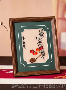 正品苏绣摆中式书房玄关挂画件绣摆台特色纪念礼物商务刺伴老手礼