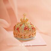 正品 A2024新年红玫瑰冠珐皇琅戒收指对戒求婚过年饰盒纳结婚礼首