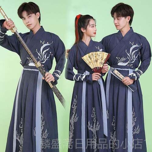 正品国风原创汉武代传统长袖少年古装武士刺客格导学生黑色术演出