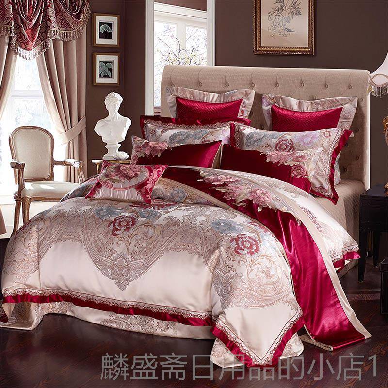 正品高贡缎提花140棉支四件套高级感纯奢华端被套欧式别墅床上用