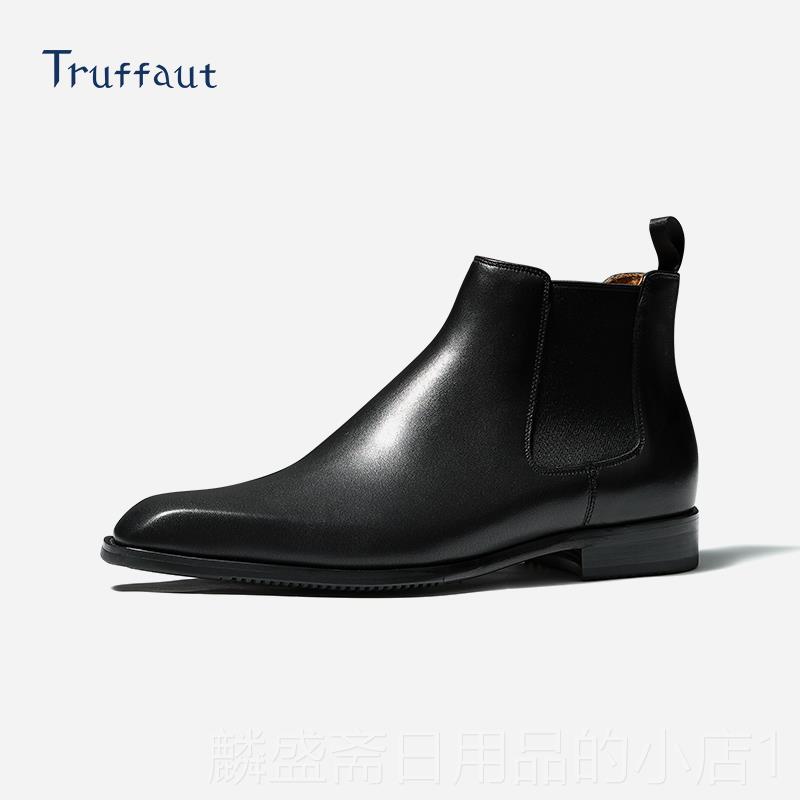 正品Tru靴f皮f切aut真皮鞋男士尔西靴男士真商务正装高帮皮靴英式
