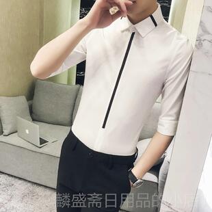 正品酒作店KTV夜店少爷服员酒吧短衬务衫夜总会男装理发型师工袖