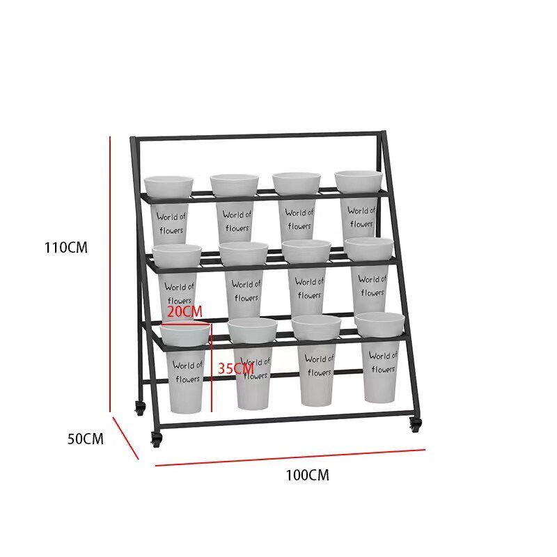 室外摆摊可折叠可移动阶梯多层花店高档花架可移动花店花桶展示架