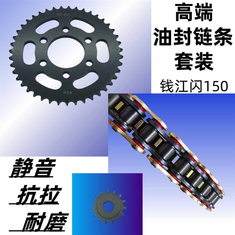 适用QJ150-2N/2K钱江闪150提速链盘牙盘大小齿轮套链静音油封链条