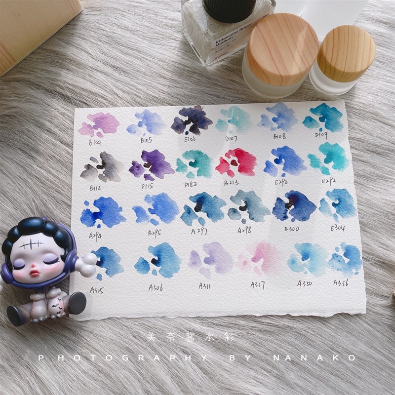 鲁本斯水彩颜料分装 星空繁星水彩24色 新手小白蓝紫色系试用装