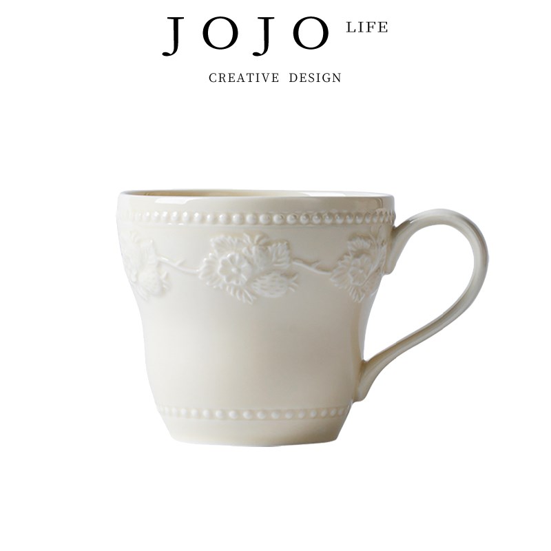 JOJOS L. PD.Benefit.复古宫廷浮雕风陶瓷杯子家用大容量  惠民