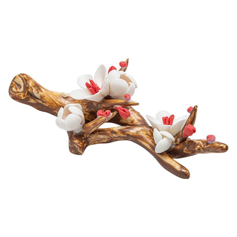 纯手工梅花笔架陶瓷古风香插香托放毛笔笔搁笔托文房四宝创意摆件