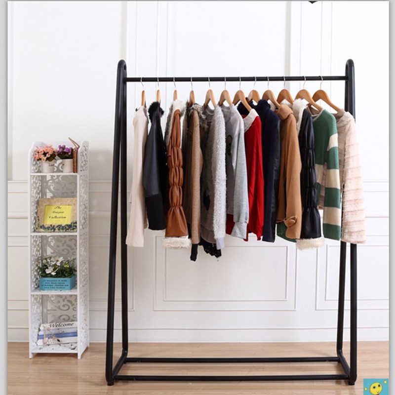 晾衣架加粗加厚室内晒架阳台挂衣架落地铁艺折叠晾衣架单杆式