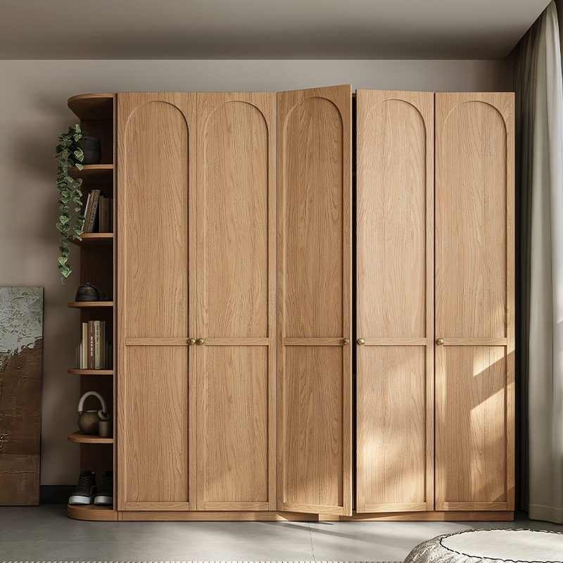 原木色一门到顶衣柜卧室家用小户型现代简约四门五门柜子衣橱