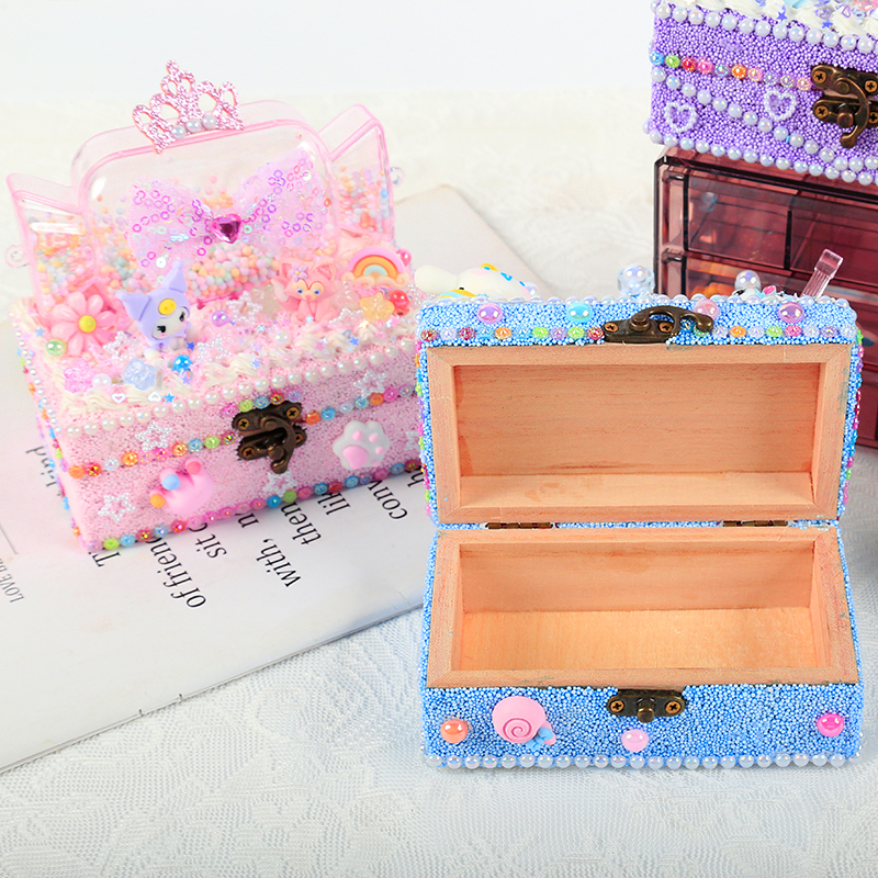 儿童DIY手工奶油胶首饰盒材料包雪花泥糖果宝盒女孩益智创意
