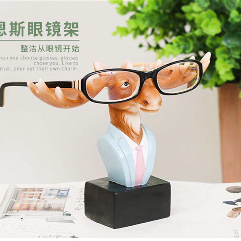 创意可爱动物眼镜搁架眼镜店展示架装饰品卡通眼镜支架办公室摆件
