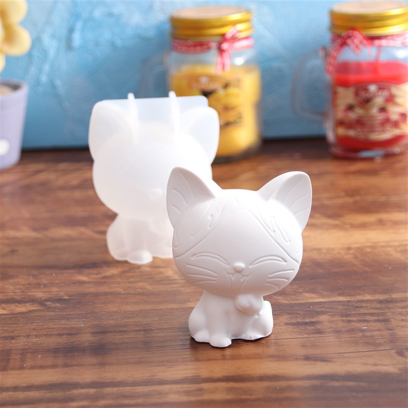 香薰石膏摆件滴胶模具镜面3D立体平安幸运淡定小猪猫DIY硅胶模具