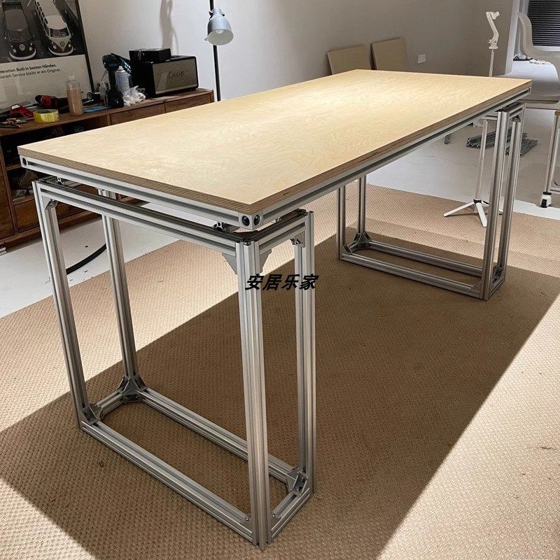 复古家用写字台电脑桌简约海洋板办公桌铝型材桌创意休闲长条桌子
