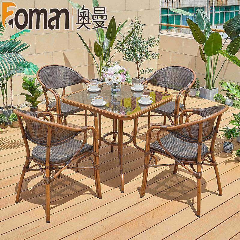 户外休闲桌椅奶茶咖啡厅网布椅阳台露台花园三五件套阳台桌椅组合