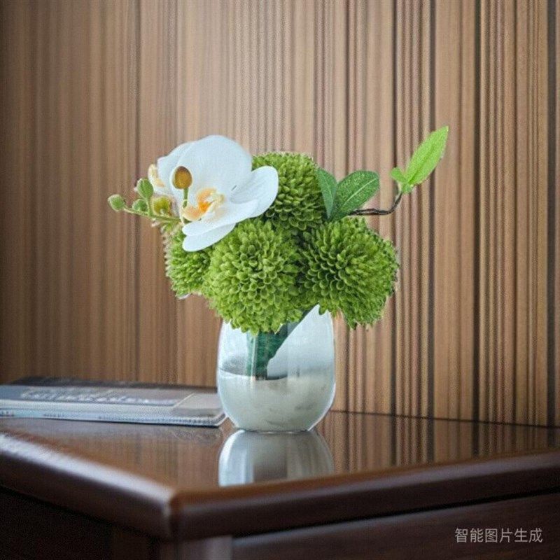 酒店圆桌摆花餐桌花大圆桌转盘装饰花桌面摆花圆桌花假花仿真花卉