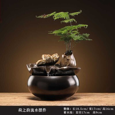 创意自动循环流水小型鱼缸转运生财桌面喷泉摆件开业礼品装饰摆件