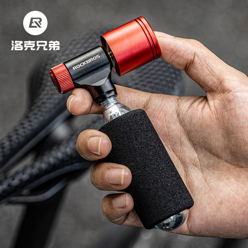 洛克兄弟补胎快速充气CO2气嘴头气瓶美法嘴山地公路车气压表修车