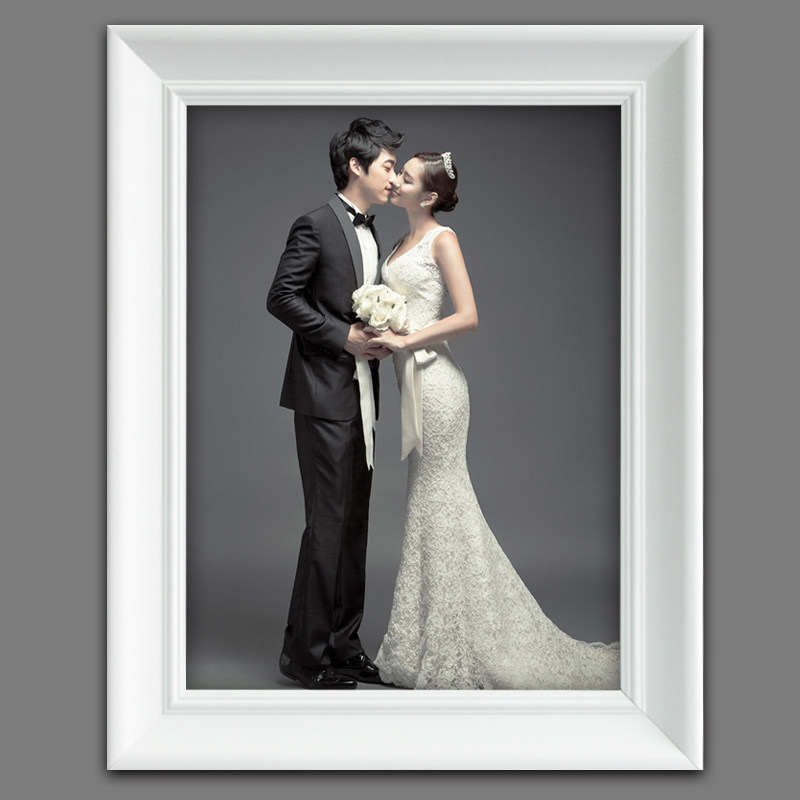欧式创意白色画框实木相框挂墙 16 20 24 30寸婚纱照影楼相框定做
