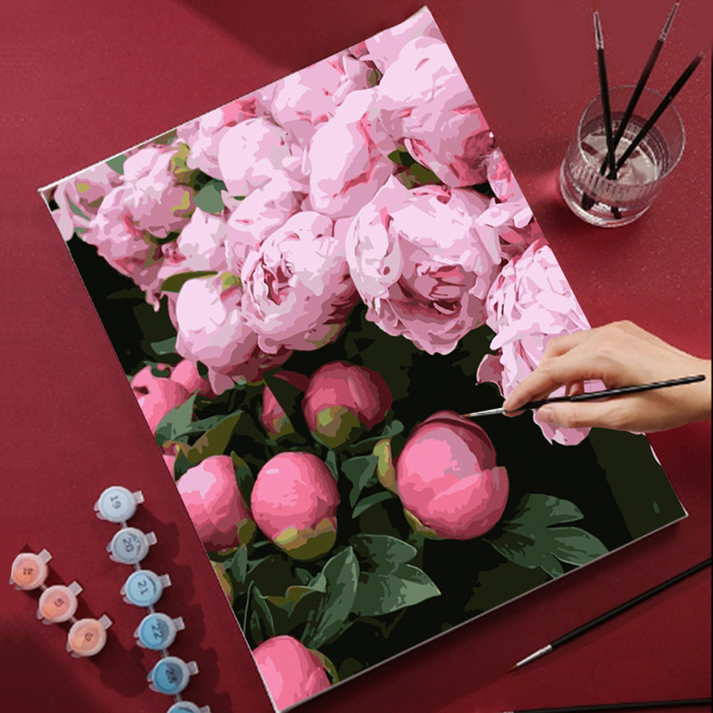 数字油画diy油彩画手工手绘填充填涂色花客厅卧室减压治愈肌理画