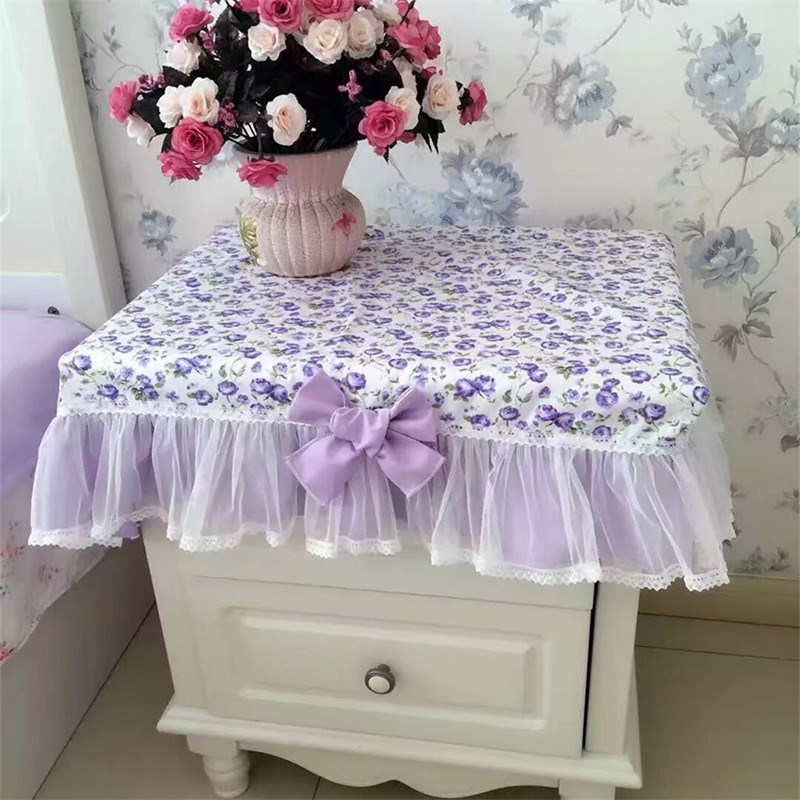 田园少女加纱床头柜电脑书桌布梳妆台美甲餐桌茶几桌布防尘罩套