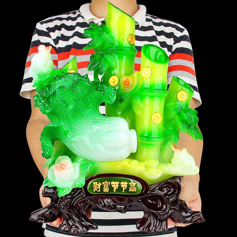 竹子财富节节高家居招财金蟾白菜工艺品摆件客厅酒柜装饰开业礼品