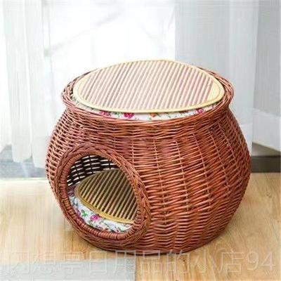 正品藤编猫窝四天季通用夏凉窝封闭双层式猫屋猫房子猫墅猫舍别猫
