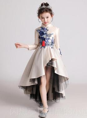 正品女童中式国礼高档红色舞台走秀潮儿童主持服人演讲钢风琴演出